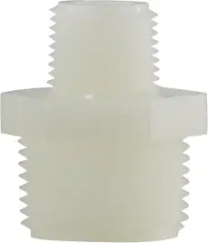 Midland Metal 28633W Reducing Hex Nipple, 1-1/4 in MPT x 1 in MPT, Nylon, White Exclusive Offer