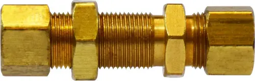 Midland Metal 26090 Captive Sleeve Bulkhead Union with 26005 Captive Sleeve Nut, 3/8 in Compression x 3/8 in, Brass Budget
