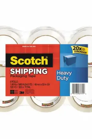 SCOTCH Heavy Duty Packaging Tape,Clear,PK6 38506 Certified