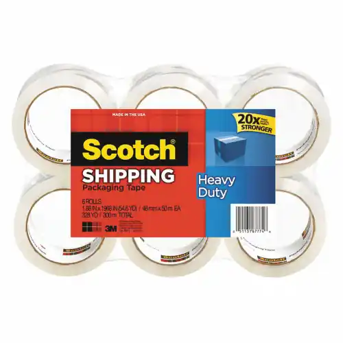 SCOTCH Heavy Duty Packaging Tape,Clear,PK6 38506 Certified