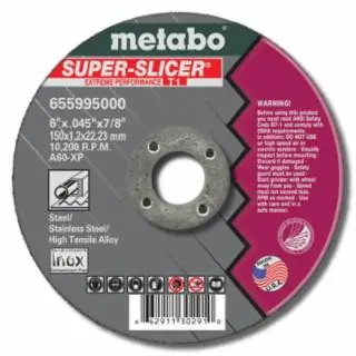 Clearance Metabo 655995000 6" x .045 x 7/8" Type 1 Slicer Wheel A60 x p Grit