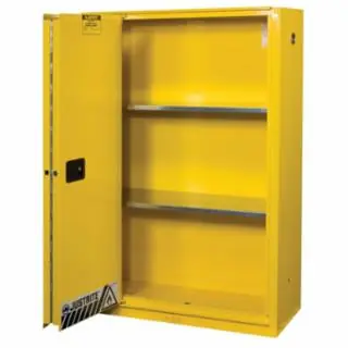 Clearance Justrite 894580 45 Gal Ylw Safety Cabinet 1-Sliding Door