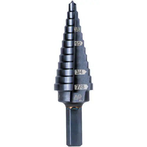 Affordable Klein Tools KTSB14 12-Step Drill Bit, 3/8-Inch Hex, Double Straight Flute, 3/16-Inch to 7/8-Inch