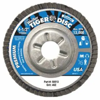 Weiler 50513 Fd-4-1/2" 40Grit Flap Wheel 7/8" Arbor Final Sale