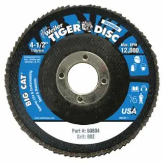 Weiler 50805 41/2" Tiger Disc Big Catabr Flap Phenolic Bk Seasonal Sale
