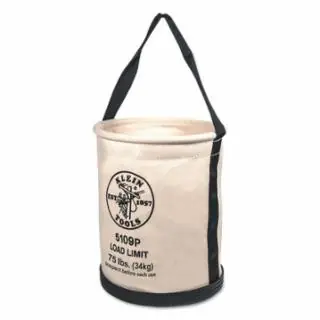 Klein Tools 5109P Canvas Bucket, Wide Straight-Wall with Pocket, Molded Bottom, 12-Inch Popular