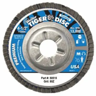 Special Discount Weiler 50515 4-1/2" Dia. 80-Grit Flapwheel 7/8"Arbor H