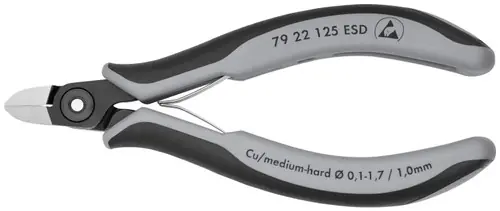 Knipex 79 22 125 ESD Electronics Diagonal Cutters-ESD Handles, 5" Nominal Length Last Chance