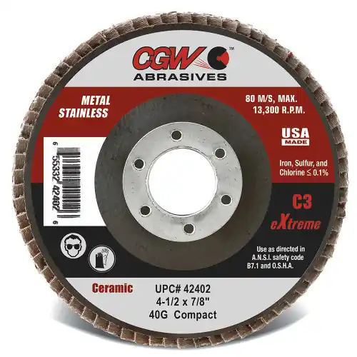 CGW Abrasives 42412 41/2 x 5/8-11 C3-40 Compact Flap Discs C3, 10 Pack Hot Picks