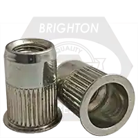 3/8-16 (.150-.312) Steel Rivet Nuts, Small Flange, Knurled Body, Zinc-Yellow Cr+3, Qty 500 Big Sale