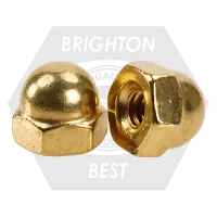5/16"-18 (9/16" x 7/16") Cap Nut, Brass Plain Finish, Qty 250 Popular