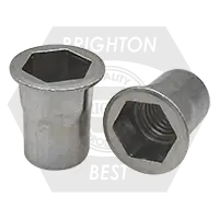 10-24 UNC (.130-.225) Aluminum 5056 Hex Rivet Nut Plain (Inch), Qty 1000 While Supplies Last