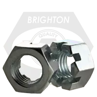 1 3/4"-12 Hex Nuts, Slotted, Zinc Cr+3, Fine (UNF), Qty 15 Premium