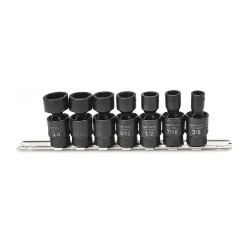 7 pc 6 Point Swivel Impact (Arm) 3/8" Drive SAE USA 3/8" Drive Impact SAE Socket Set, Qty 1 Trending
