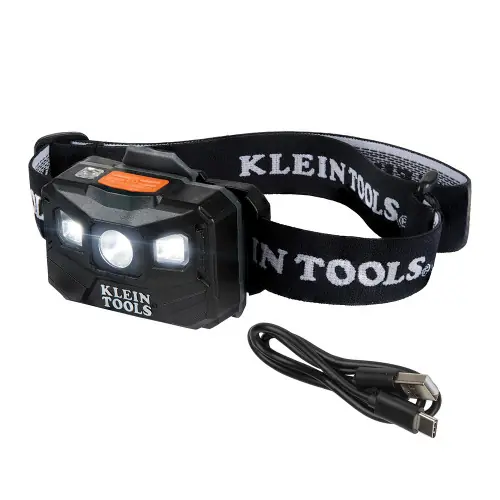 Klein Tools 56048 Rechargeable Headlamp with Fabric Strap, 400 Lumens, All-Day Runtime Latest
