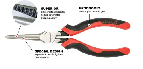 Trusted Brand 6" Without Cutter Tpr Grip Proferred Long Nose Pliers Without Cutter, Qty 1