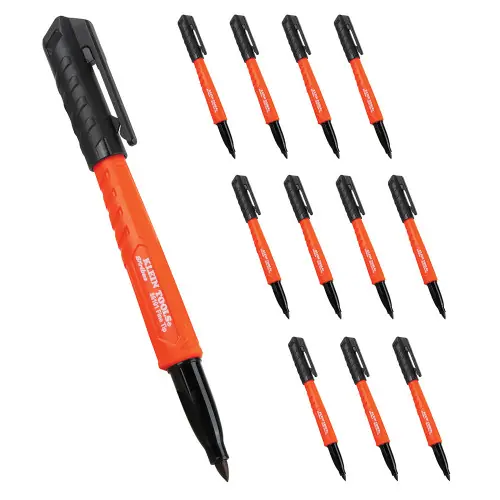 Klein Tools 8610112 Skribes Fine Tip Permanent Markers, Black, 12-Pack Markdown