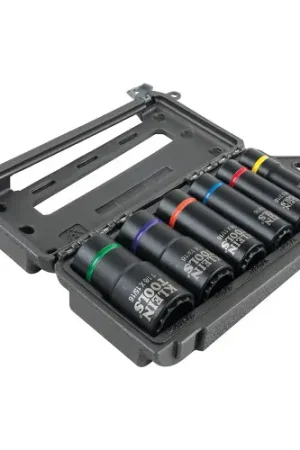 Certified Klein Tools 66010 2-In-1 Impact Socket Set, 12-Point, 6-Piece