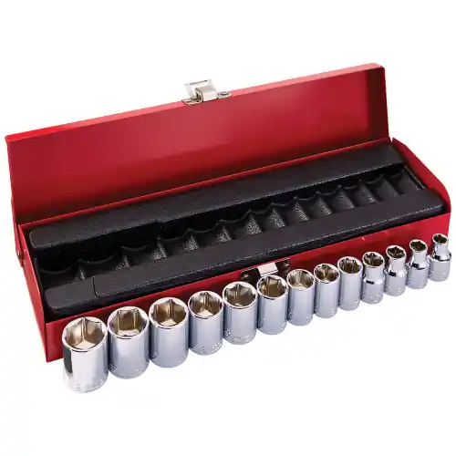 Klein Tools 65506 3/8-Inch Drive Socket Wrench Set, Metric, 13-Piece Hassle-Free Returns