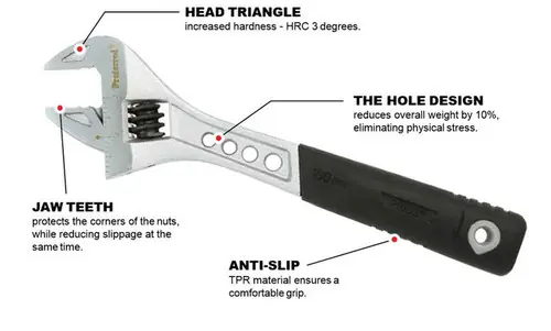 6" Matte Proferred Tiger Paw Adjustable Wrench W/ Padded Handle, Matte Finish, Qty 1 Weekend Sale
