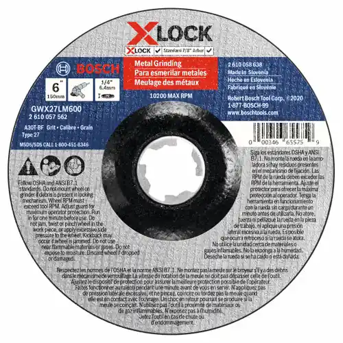 New Release Bosch GWX27LM600 6 In. x 1/4 In. X-LOCK Arbor Type 27 30 Grit Metal Grinding Abrasive Wheel