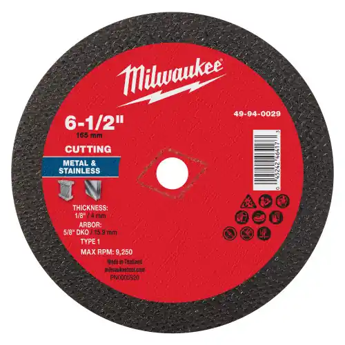 Top Rated Milwaukee 49-94-0029 6-1/2" x 1/8" x 5/8" DKO Metal Cut Off Wheel -Type 1, 10 Pack