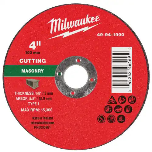 Save Now Milwaukee 49-94-1900 4" x 1/8" x 5/8" Masonry Cut Off Wheel -Type 1, 25 Pack