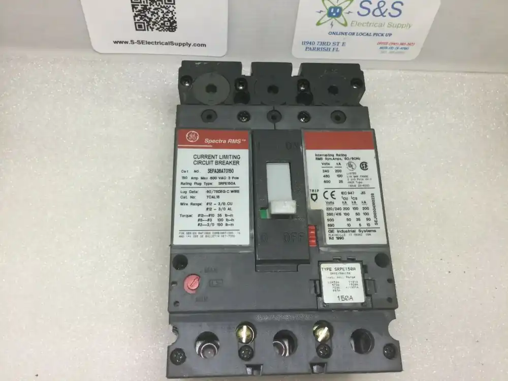 Bargain GE General Electric SEPA36AT0150 Spectra RMS 150 Amp 600v 3 Pole Red Label W/Srpe150a