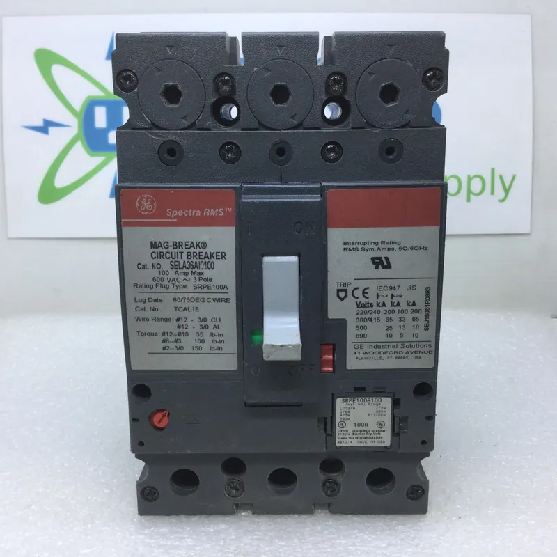 GE General Electric SELA36AI0100 100 Amp 3 Pole 600 Volt Bolt-On Molded Case Circuit Breaker Sale