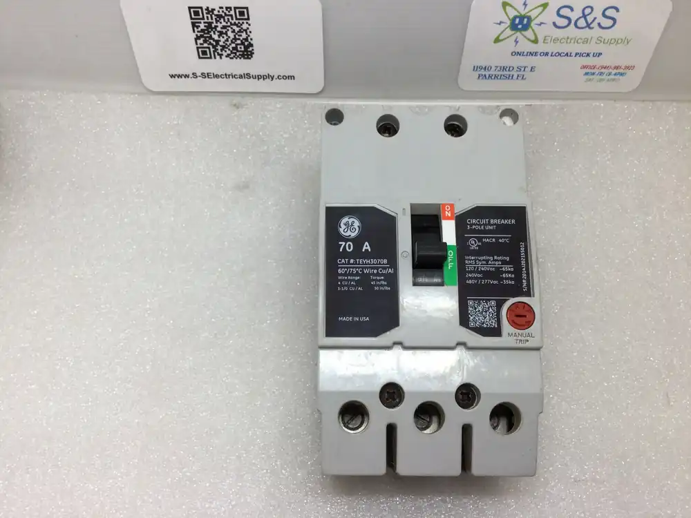 In Demand General Electric Teyh3070b 3pole 70amp 480v Bolt On Circuit Breaker