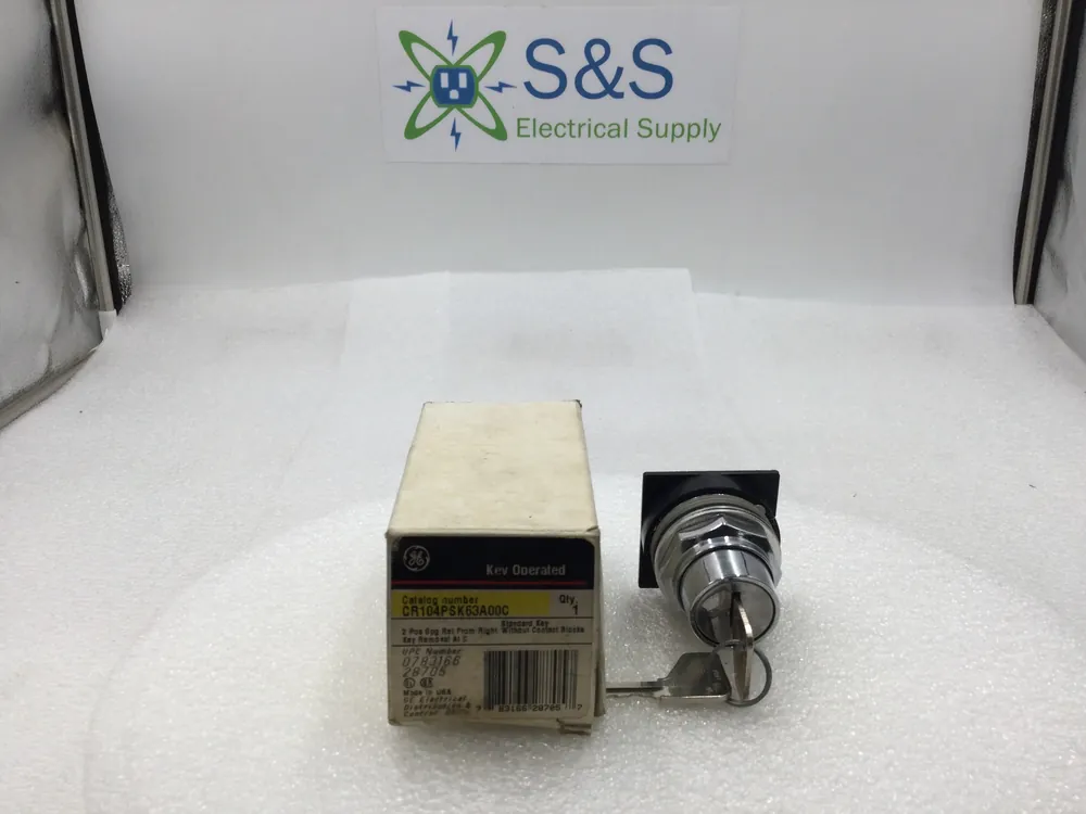 Authentic GE CR104PSK63A00C HD 2 Position Key Style Selector Switch with Spring Return
