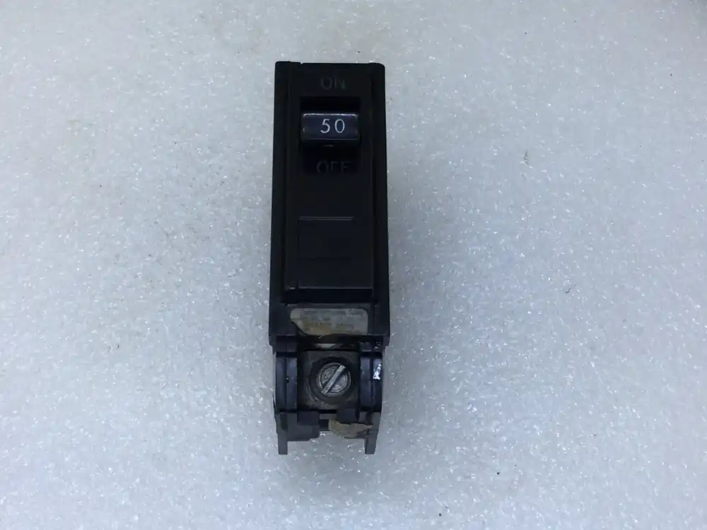 Bargain GE TQL1150/THQL1150 50 Amp 1 Pole 120/240V Circuit Breaker - Cosmetic Flaw