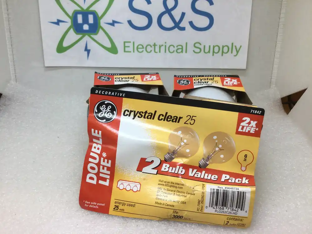 GE Crystal Clear25 25W 120V G25 Base Vanity Lamp Replacement New Free Returns