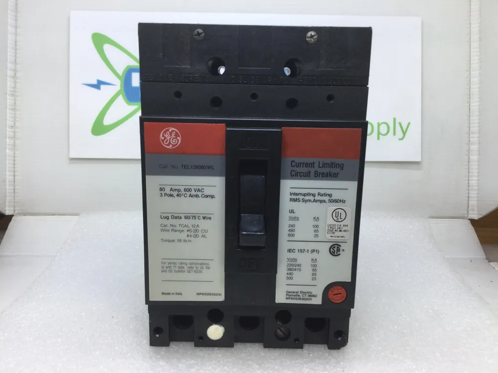 Holiday Sale GE General Electric TEL136080WL 80 Amp 600VAC 3 Pole Circuit Breaker