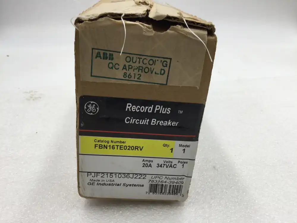 GE General Electric FBN16TE020RV 20 Amp 1 Pole 277/347V Circuit Breaker While Supplies Last