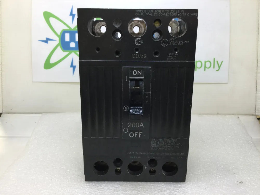 Luxury General Electric THQD32200 3 Pole 200A 240V 22KAIC Type THQD Circuit Breaker
