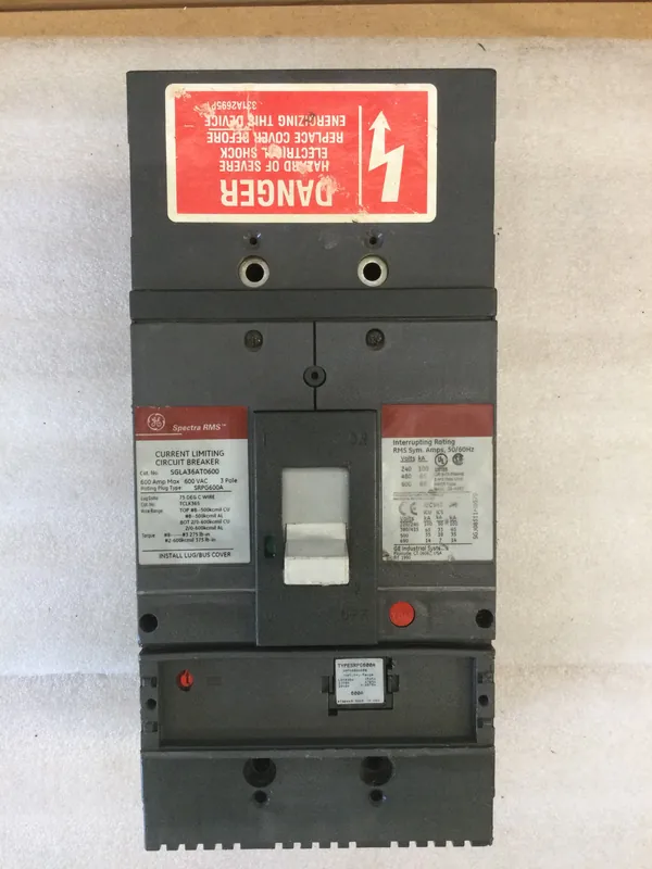 Buy Direct GE/General Electric SGLA36AT0600 3 Pole 600A 600VAC with 600A Trip SRPG600A Type SGLA Circuit Breaker