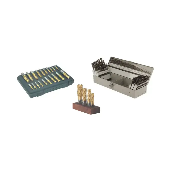 TTC 99-998-016 Machine Vise, Clamping Kit, R8 Integrated Drill Chuck, R8 Collet Set, R8 End Mill Holder Set, Parallel Set, Boring Head with R8 Shank, H/V Rotary Table, 20pc End Mill Set, 4pc M42 Roughing End Mill Set, 115pc M42 Jobber Drill Set Milling & Instant Buy