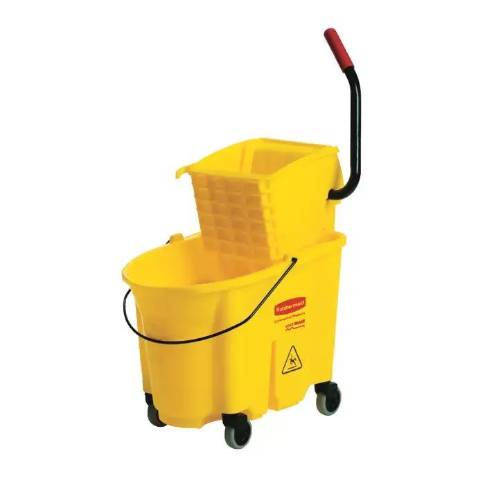 RUBBERMAID 7580-88 35 Quarts Capacity, Wave Brake Wringer Style, Yellow Color Mopping Cart Price Drop