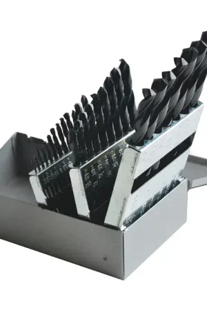 Super Sale DRILLCO T123D 1/16" to 1/2" by 64ths, 1 to 60, A to Z 135° Black Oxide High Speed Steel Jobbers Length Drill Set