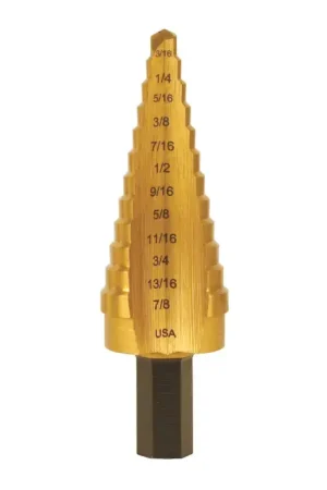 Best Choice UNIBIT 2T 6 Hole Sizes, 3/16" to 1/2" by 1/16ths Hole Diam. Step Drill