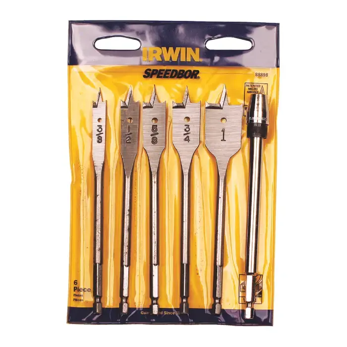 IRWIN 88898 3/8" 1/2" 5/8" 3/4" 7/8" & 1" Size, High Speed Steel Wood Application Drill Buy Online