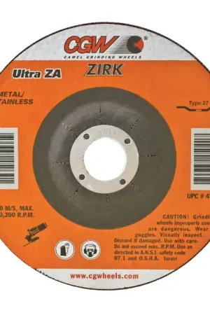 Get Yours CGW ABRASIVES 37535 5" Diameter Zirconia Aluminum Oxide Bonded Deburring Cut-Off Wheel - 7/8" Hole Size, 1/4" Wheel Thickness, Type 27