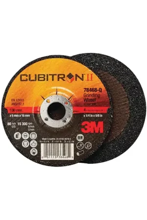 3M 076308643157 7" Diameter Precision Shaped Ceramic Grain Bonded Deburring Cut-Off Wheel - 7/8" Hole Size, 1/4" Wheel Thickness, T27 Depressed Center Grinding Wheel Buy Today