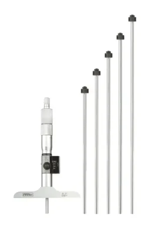 FOWLER 52-225-226-0 0 - 6" Range, 4" Base Length, 5 Rods Mechanical Depth Gage Micrometer Secure Checkout