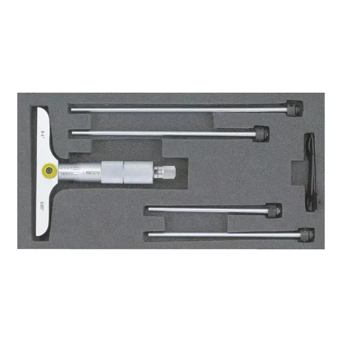 ASIMETO 201-04-1 0 - 4" Range, 2.5" Base Length, 4 Rods Mechanical Depth Gage Micrometer Today Only