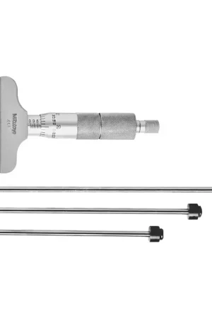 MITUTOYO 129-127 0 - 4" Range, 2.5" Base Length, 4 Rods Mechanical Depth Gage Micrometer Flash Sale