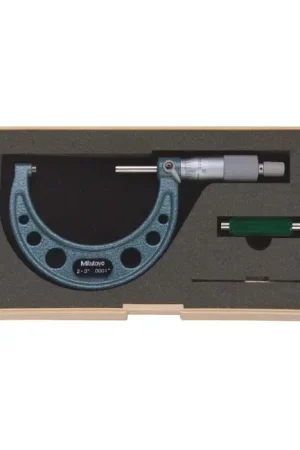 Get Yours MITUTOYO 103-217 2 - 3" (50 - 75mm) Range, .0001" Graduation Flat End Spindle Outside Micrometer