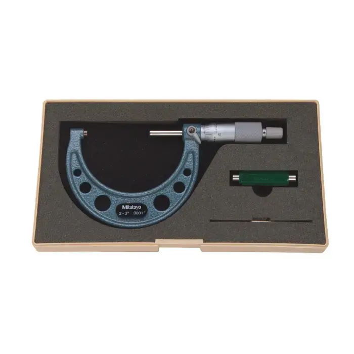 Get Yours MITUTOYO 103-217 2 - 3" (50 - 75mm) Range, .0001" Graduation Flat End Spindle Outside Micrometer