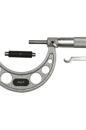 Best Price PHASE II 107-003 2 - 3" (50 - 75mm) Range, .0001" Graduation Flat End Spindle Outside Micrometer